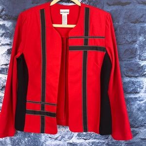 Vintage Color Block Boxy Open Patchwork with Stitch Accent detail  Blazer